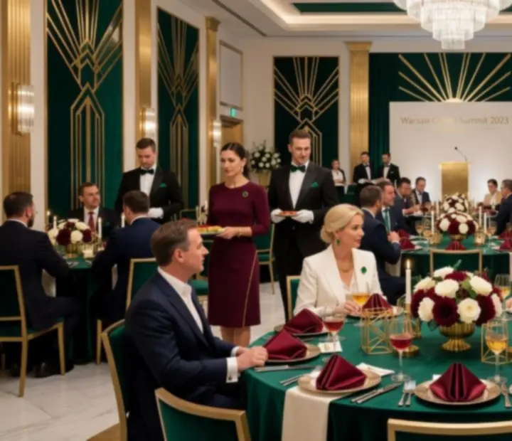 Elegancki firmowy bankiet w warszawskim wnętrzu art déco