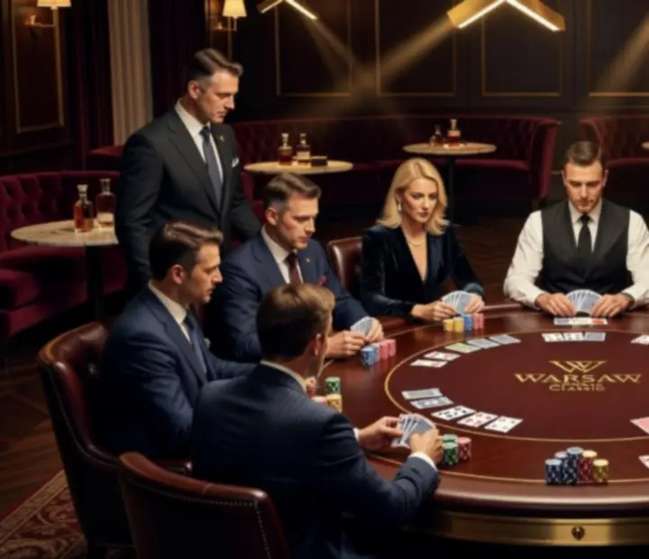 Stół pokerowy z kartami i żetonami przygotowany na elegancki wieczór